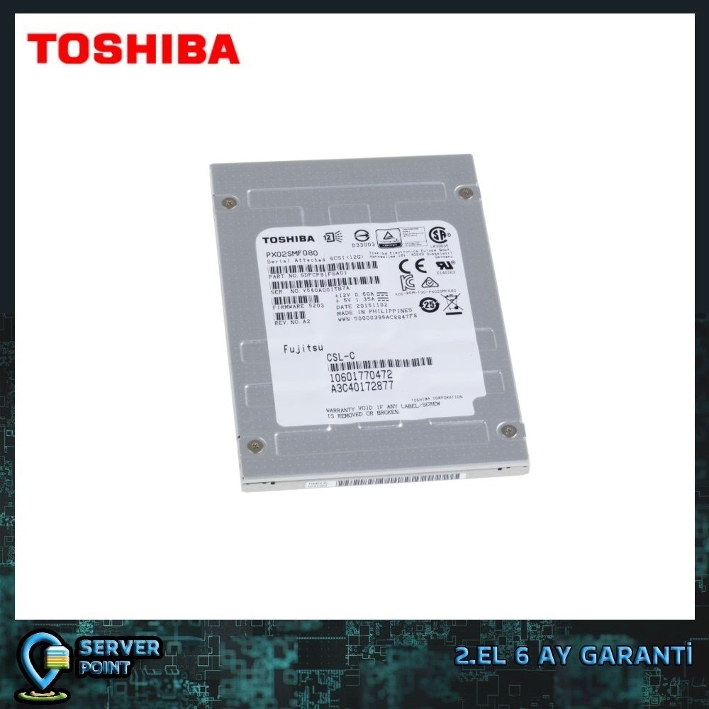 2.EL HDD SERVER 800GB TOSHIBA SAS SSD 2,5'' 12G P/N : PX02SMF080