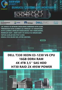 2.EL SERVER DELL T330 XEON E3-1230 V6 CPU 16GB DDR4 RAM 4X 4TB 3,5'' SAS HDD H730 RAID 2X 495W POWER