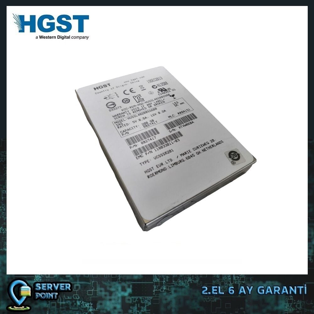 2.EL HDD SERVER 200GB HGST 2,5'' SAS SSD 6G P/N : HUSSL4020BSS600