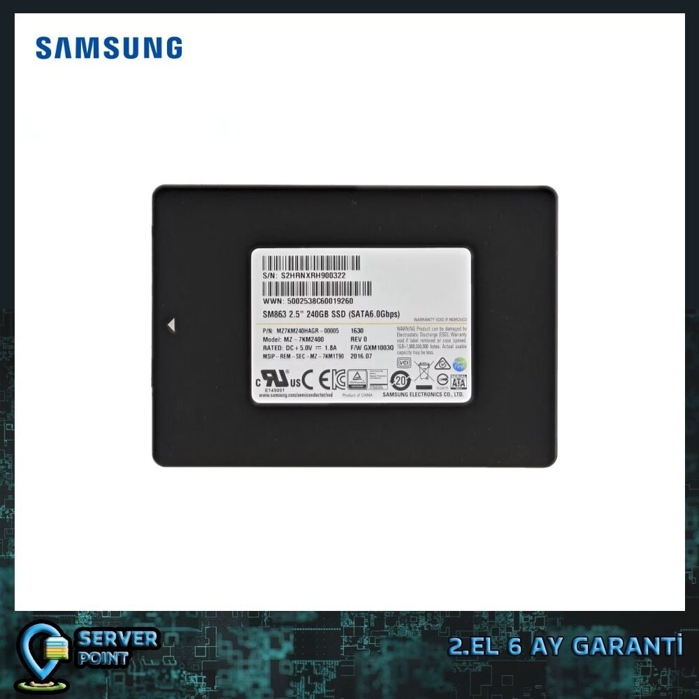 2.EL HDD SERVER 240GB SAMSUNG SATA SSD 2,5'' 6G SM863 P/N : MZ7KM240HAGR