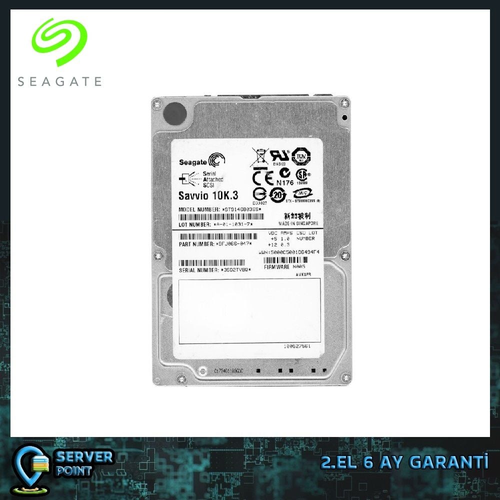 2.EL HDD SERVER 146GB SEAGATE 10K RPM 2,5'' SAS 6G P/N : ST9146803SS