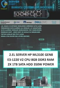 2.EL SERVER HP ML310E GEN8 E3-1220 V2 CPU 8GB DDR3 RAM 2X 1TB SATA HDD 350W POWER