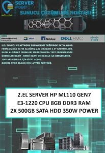 2.EL SERVER HP ML110 GEN7 E3-1220 CPU 8GB DDR3 RAM 2X 500GB SATA HDD 350W POWER
