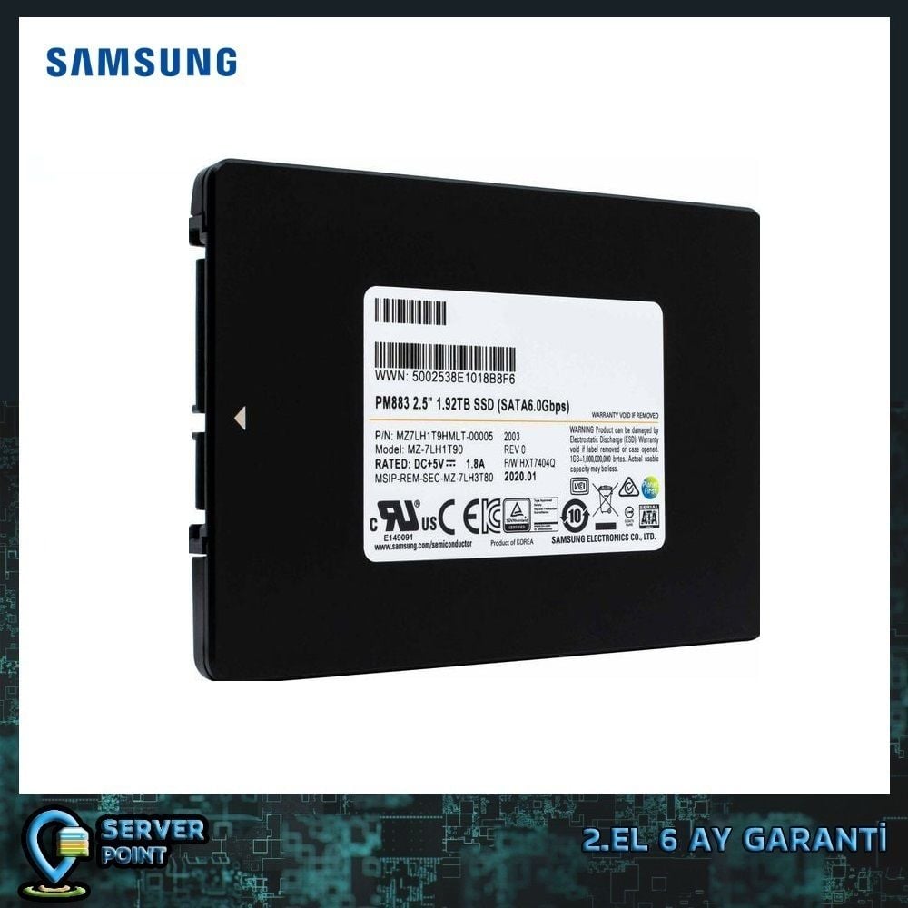 2.EL HDD SERVER 1.92TB SAMSUNG PM883 SATA SSD 6G 2,5'' MZ7LH1T9HMLT