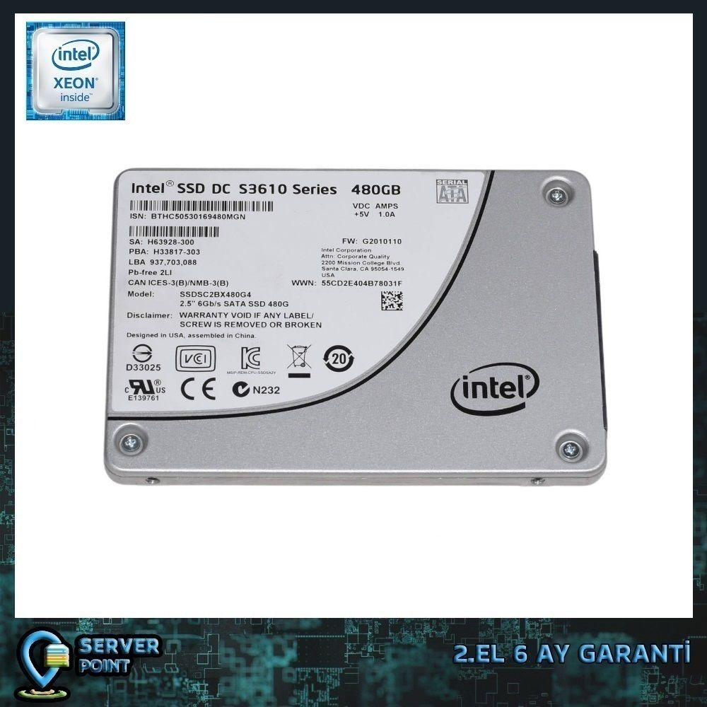 2.EL HDD SERVER 480GB INTEL DC S3610 SATA SSD 6G 2,5'' SSDSC2BX480G4