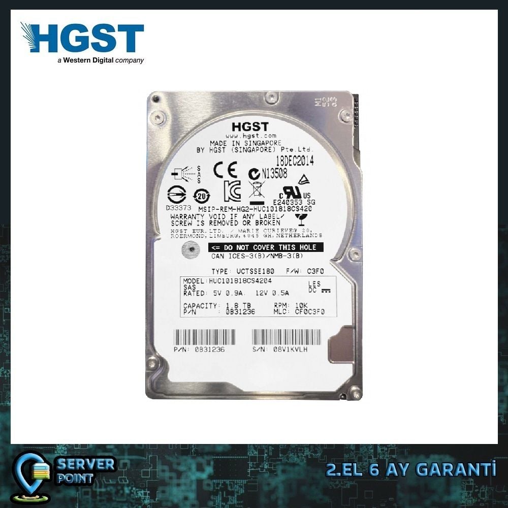 2.EL HDD SERVER 1.8TB HGST 2,5'' SAS 10K RPM 12G HUC101818CS4204