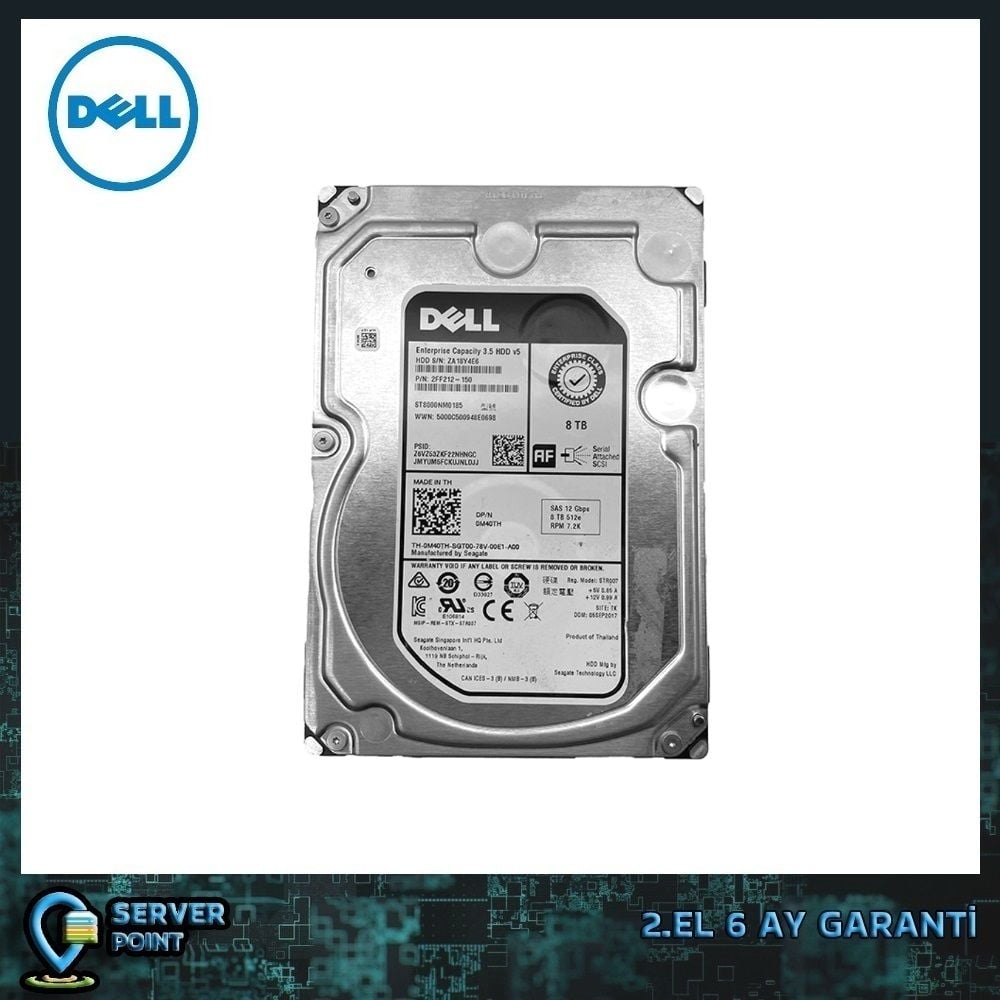 2.EL HDD SERVER 8TB DELL 7200 RPM 3,5'' 12G SAS P/N : 2FF212-150 ST8000NM0185