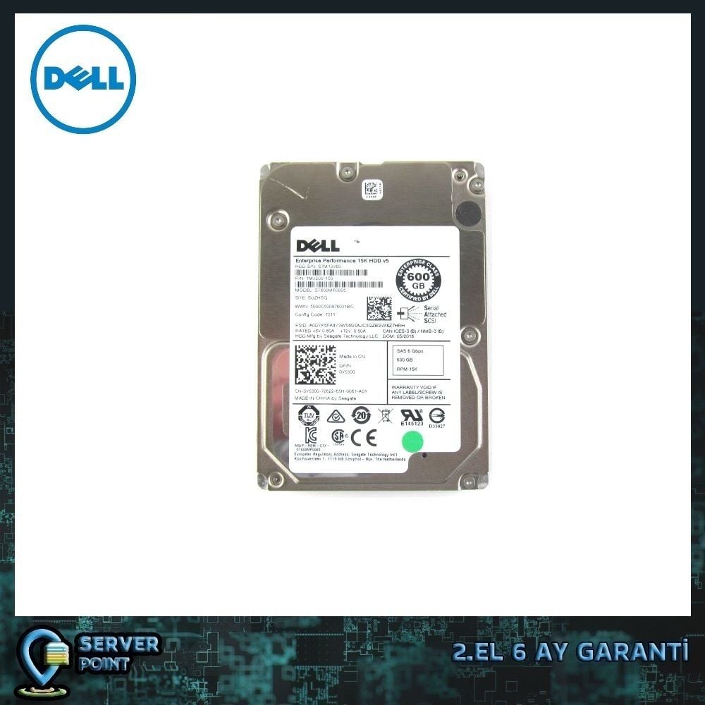 2.EL HDD SERVER 600GB DELL 2,5'' 15K RPM 6G SAS P/N : 0V5300